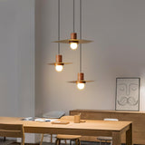 Modern Walnut and Brass Pendant Light Elara Halo Glass Dome Hanging Ceiling Fixture