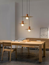 Modern Walnut and Brass Pendant Light Elara Halo Glass Dome Hanging Ceiling Fixture