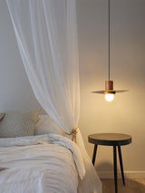 Modern Walnut and Brass Pendant Light Elara Halo Glass Dome Hanging Ceiling Fixture