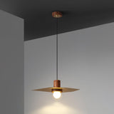 Modern Walnut and Brass Pendant Light Elara Halo Glass Dome Hanging Ceiling Fixture