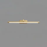 Modern Walnut Tone Linear LED Wall Sconce with Brass Accents and Integrated Lighting