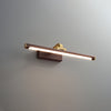 Modern Walnut Tone Linear LED Wall Sconce with Brass Accents and Integrated Lighting