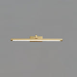 Modern Walnut Tone Linear LED Wall Sconce with Brass Accents and Integrated Lighting