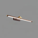 Modern Walnut Tone Linear LED Wall Sconce with Brass Accents and Integrated Lighting