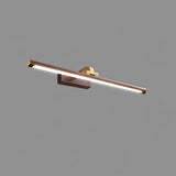 Modern Walnut Tone Linear LED Wall Sconce with Brass Accents and Integrated Lighting