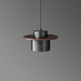 Modern Walnut Wood and Brass Pendant Light Minimalist Hanging Ceiling Fixture for Living Room