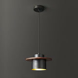Modern Walnut Wood and Brass Pendant Light Minimalist Hanging Ceiling Fixture for Living Room