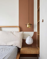 Modern Walnut Wood and Brass Pendant Light Minimalist Hanging Ceiling Fixture for Living Room