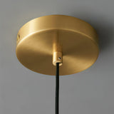 Modern Walnut Wood and Brass Pendant Light Minimalist Hanging Ceiling Fixture for Living Room