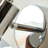 Modern Walnut Wood and Chrome Plug In Wall Sconce with Adjustable Tilt Head