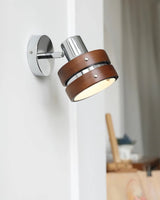 Modern Walnut Wood and Chrome Wall Sconce Set of 2 Adjustable Japanese Style Indoor Lamp