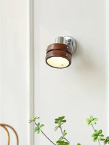 Modern Walnut Wood and Chrome Wall Sconce Set of 2 Adjustable Japanese Style Indoor Lamp