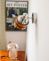 Modern Walnut Wood and Chrome Wall Sconce Set of 2 Adjustable Japanese Style Indoor Lamp