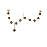 Modern Walnut Wood and Frosted Bead Necklace Chandelier LED Gasolier Pendant Light