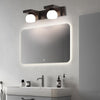 Modern Walnut Wood Bathroom Vanity Light with Adjustable Spotlights and Glass Shades 2 or 3 Lights
