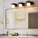 Modern Walnut Wood Bathroom Vanity Light with Adjustable Spotlights and Glass Shades 2 or 3 Lights