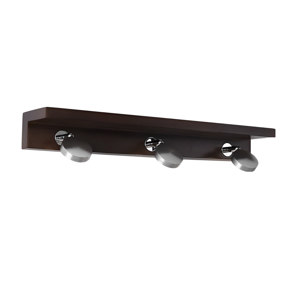 Modern Walnut Wood Bathroom Vanity Light with Adjustable Spotlights and Glass Shades 2 or 3 Lights