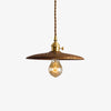 Modern Walnut Wood Conical Pendant Light with Brass Accents for Home Decor