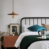 Modern Walnut Wood Conical Pendant Light with Brass Accents for Home Decor