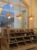 Modern Walnut Wood Conical Pendant Light with Brass Accents for Home Decor