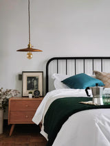 Modern Walnut Wood Conical Pendant Light with Brass Accents for Home Decor