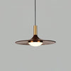 Modern Walnut Wood Dish LED Pendant Light Brass and Walnut Finished Hanging Lamp