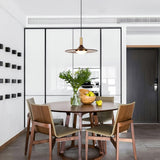 Modern Walnut Wood Dish LED Pendant Light Brass and Walnut Finished Hanging Lamp