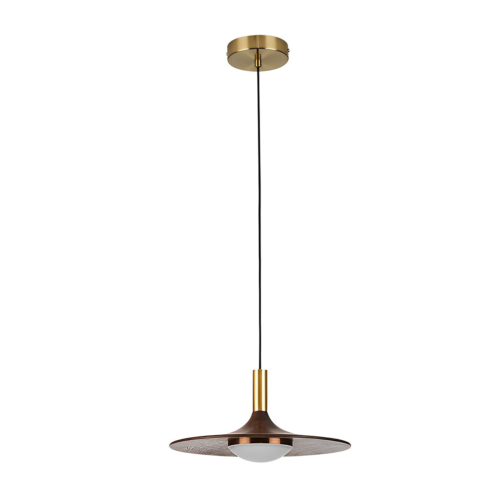 Modern Walnut Wood Flying Saucer Pendant Light Nordic LED Hanging Chandelier for Dining Room