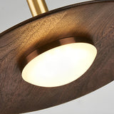 Modern Walnut Wood Flying Saucer Pendant Light Nordic LED Hanging Chandelier for Dining Room