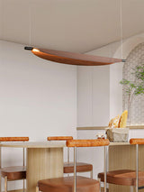 Modern Walnut Wood Grain LED Board Pendant Light for Office and Dining Room