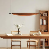 Modern Walnut Wood Grain LED Board Pendant Light for Office and Dining Room
