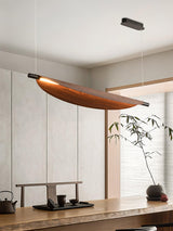 Modern Walnut Wood Grain LED Board Pendant Light for Office and Dining Room
