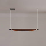Modern Walnut Wood Grain LED Board Pendant Light for Office and Dining Room