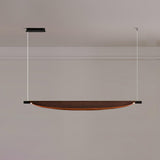 Modern Walnut Wood Grain LED Board Pendant Light for Office and Dining Room