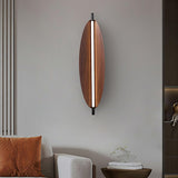 Modern Walnut Wood Grain LED Wall Sconce with Sleek Minimalist Board Design and Warm Lighting