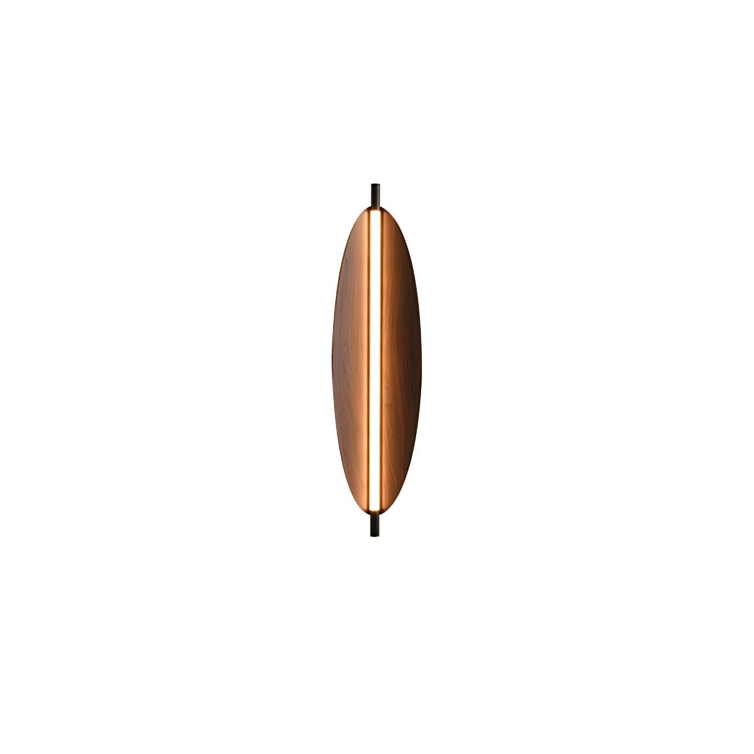 Modern Walnut Wood Grain LED Wall Sconce with Sleek Minimalist Board Design and Warm Lighting