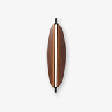 Modern Walnut Wood Grain LED Wall Sconce with Sleek Minimalist Board Design and Warm Lighting