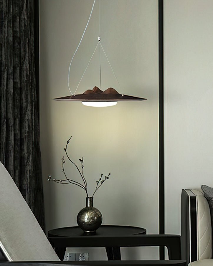 Modern Wanderer Halo Wooden LED Pendant Light Organic Undulating Geometric Hanging Lamp