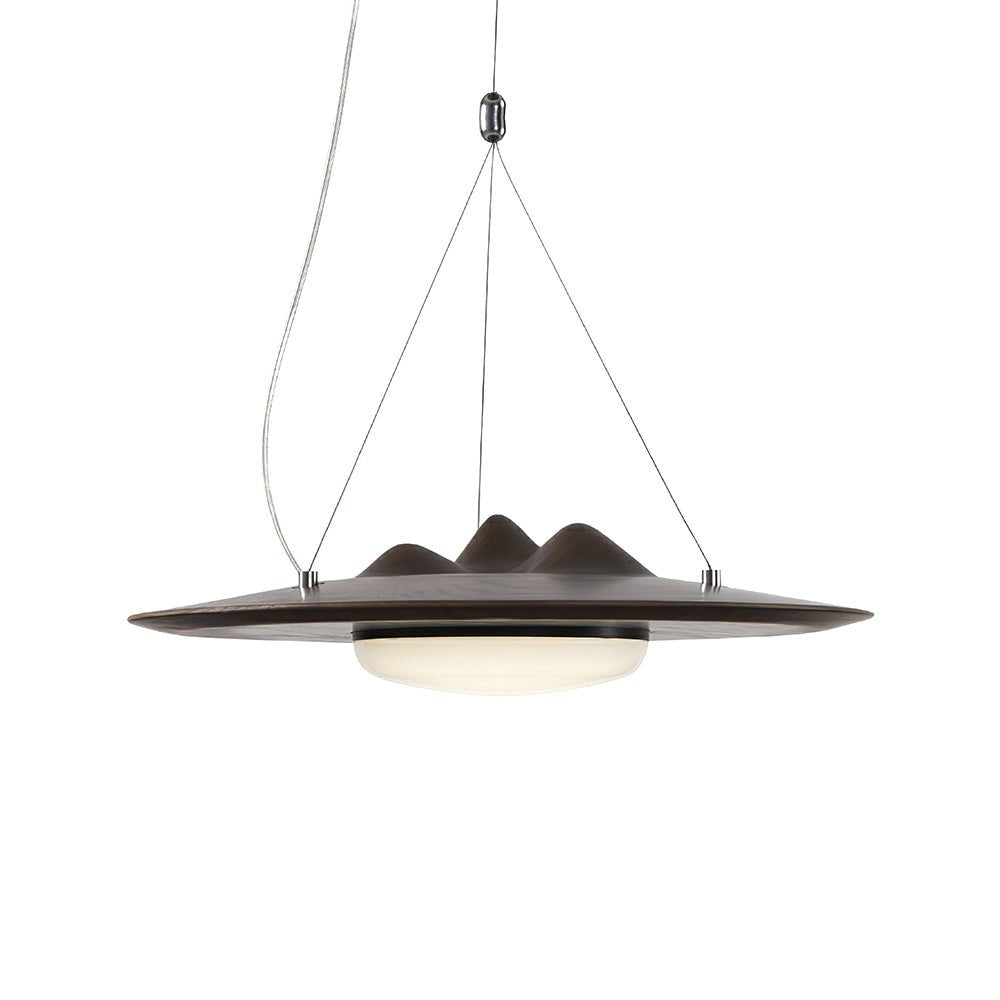 Modern Wanderer Halo Wooden LED Pendant Light Organic Undulating Geometric Hanging Lamp