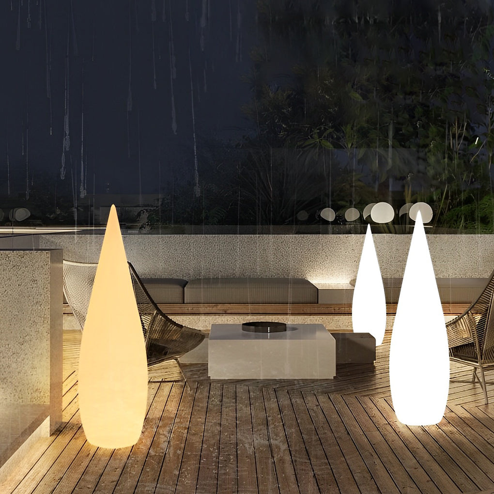 Modern Water Drop LED Floor Lamp Waterproof Solar Powered Outdoor Decorative Light for Garden