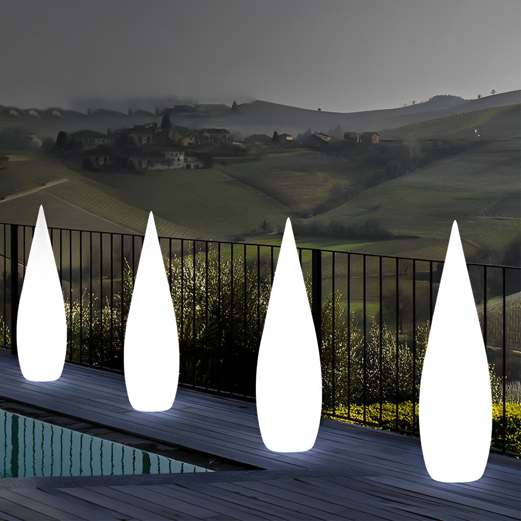 Modern Water Drop LED Floor Lamp Waterproof Solar Powered Outdoor Decorative Light for Garden