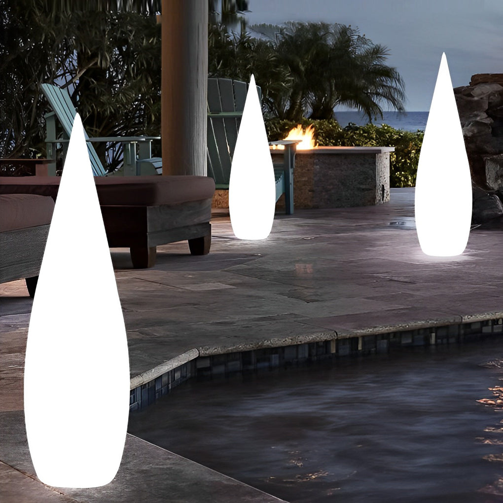 Modern Water Drop LED Floor Lamp Waterproof Solar Powered Outdoor Decorative Light for Garden