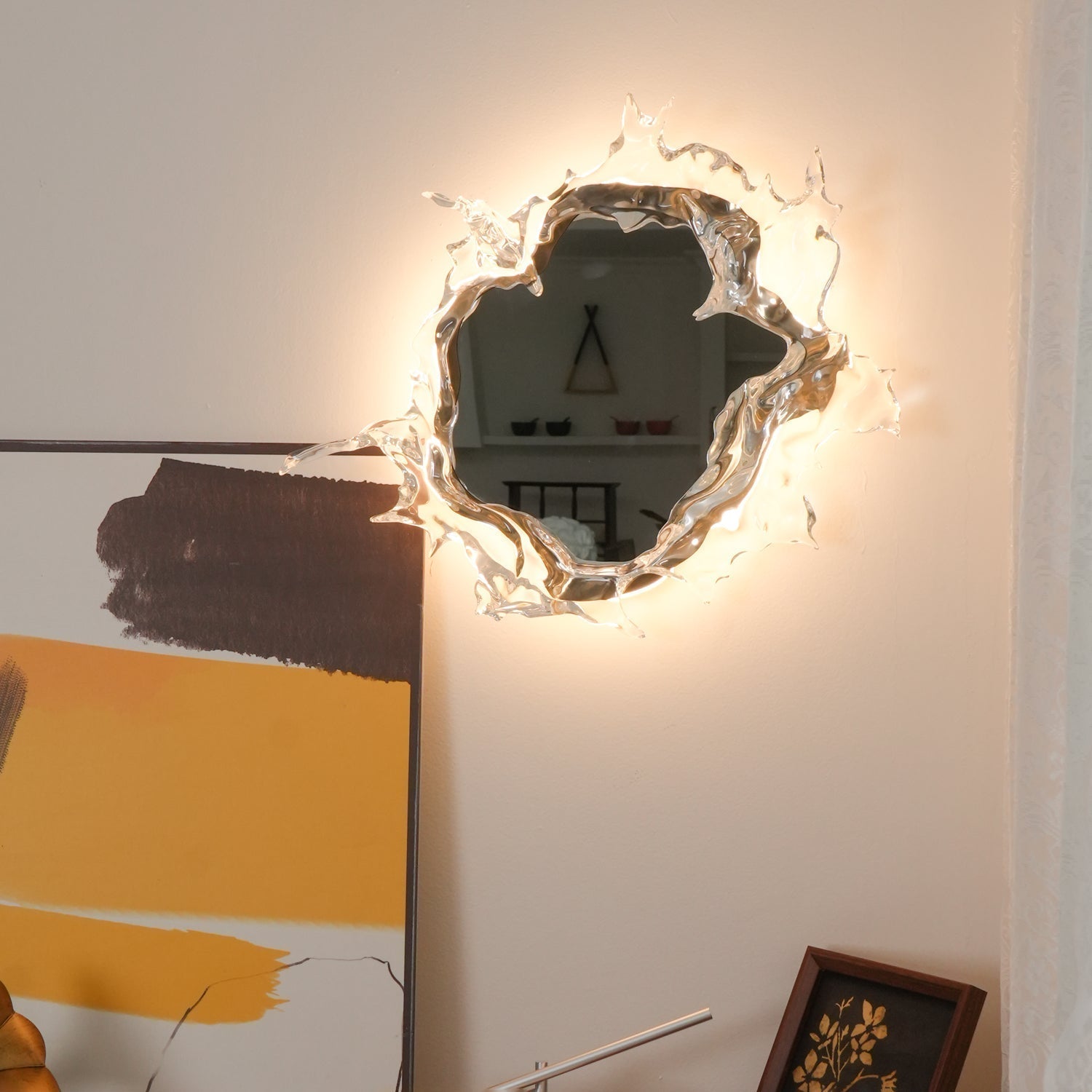 Modern Water Drop Mirror Wall Light LED Crystal Decorative Sconce for Home