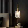 Modern Water Ripple Crystal Cube Pendant Light Brass Copper Rod Hanging Lamp for Kitchen Island