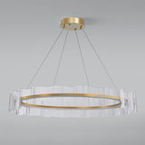 Modern Water Wave Glass LED Chandelier Gold Pendant Light for Contemporary Living Spaces