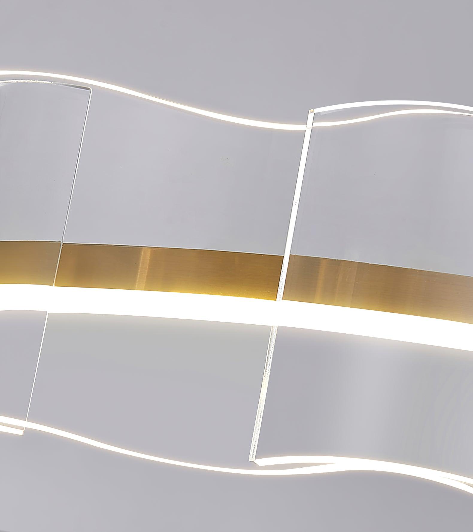 Modern Water Wave Glass LED Chandelier Gold Pendant Light for Contemporary Living Spaces