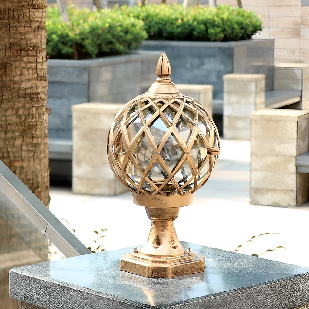 Modern Waterproof Ball Post Light with Glass Globe for Outdoor Garden and Fence Pillar