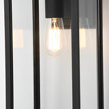 Modern Waterproof Black Industrial Outdoor Wall Sconce with Rectangular Glass Shade for Exterior Lighting