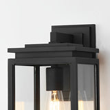 Modern Waterproof Black Industrial Outdoor Wall Sconce with Rectangular Glass Shade for Exterior Lighting