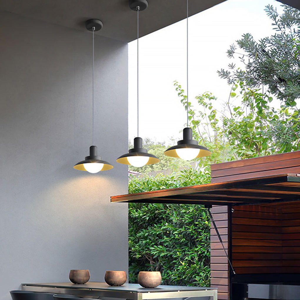 Modern Waterproof Exterior LED Chandelier with Frosted Glass for Covered Patio and Garden